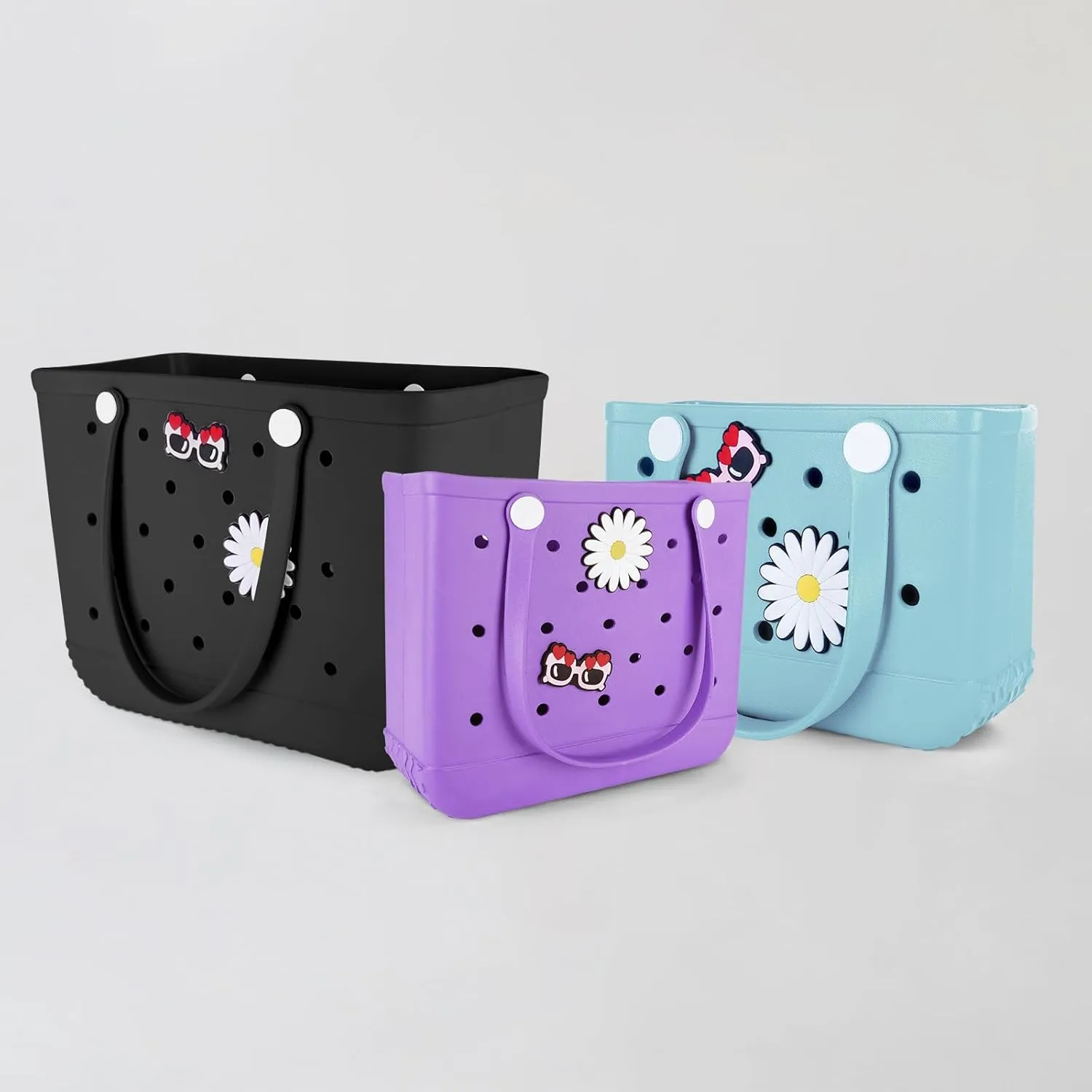 Beach Bag Rubber Tote Bag - Extra Large Handbag with Charms Waterproof Lightweight Travel Purses for Pool Boat