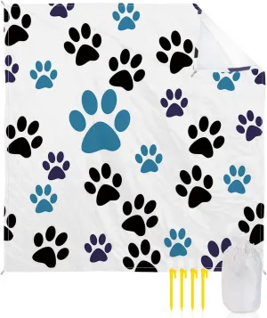 Beach Blanket Sandproof, Dog Paw Waterproof Beach Mat Lightweight Quick Drying Picnic Blanket Beach Essentials for Travel Camping Hiking 83x79in