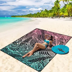 Beach Blanket Waterproof Sandproof Beach Mat 79" X 83" /10'x9'for 2-8 Adults Quick Drying Outdoor Picnic Mat Beach Accessories for Travel, Camping, Hiking