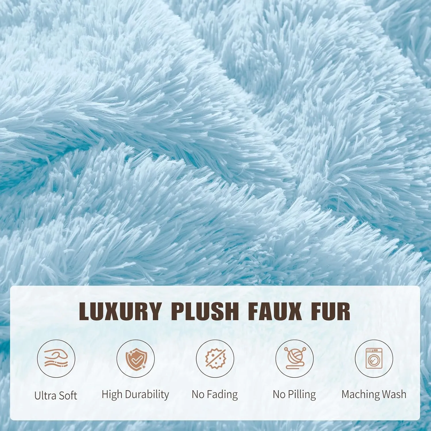 Bean Bag Chair Cover (No Filler), Soft Faux Fur Washable Covers with Pocket, Adult Kid Stuffed Animal Bean Bag Chairs Organizer, Light Blue