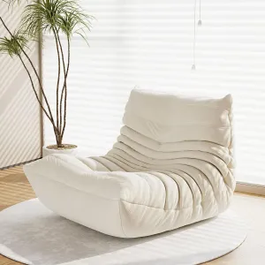 Bean Bag Chair for Adults, Lazy Floor Sofa Couch - Adult Size with Soft Waterproof Fabric for Living Room, Apartments, Reading Corner, Gaming, and Movie Venue (White)