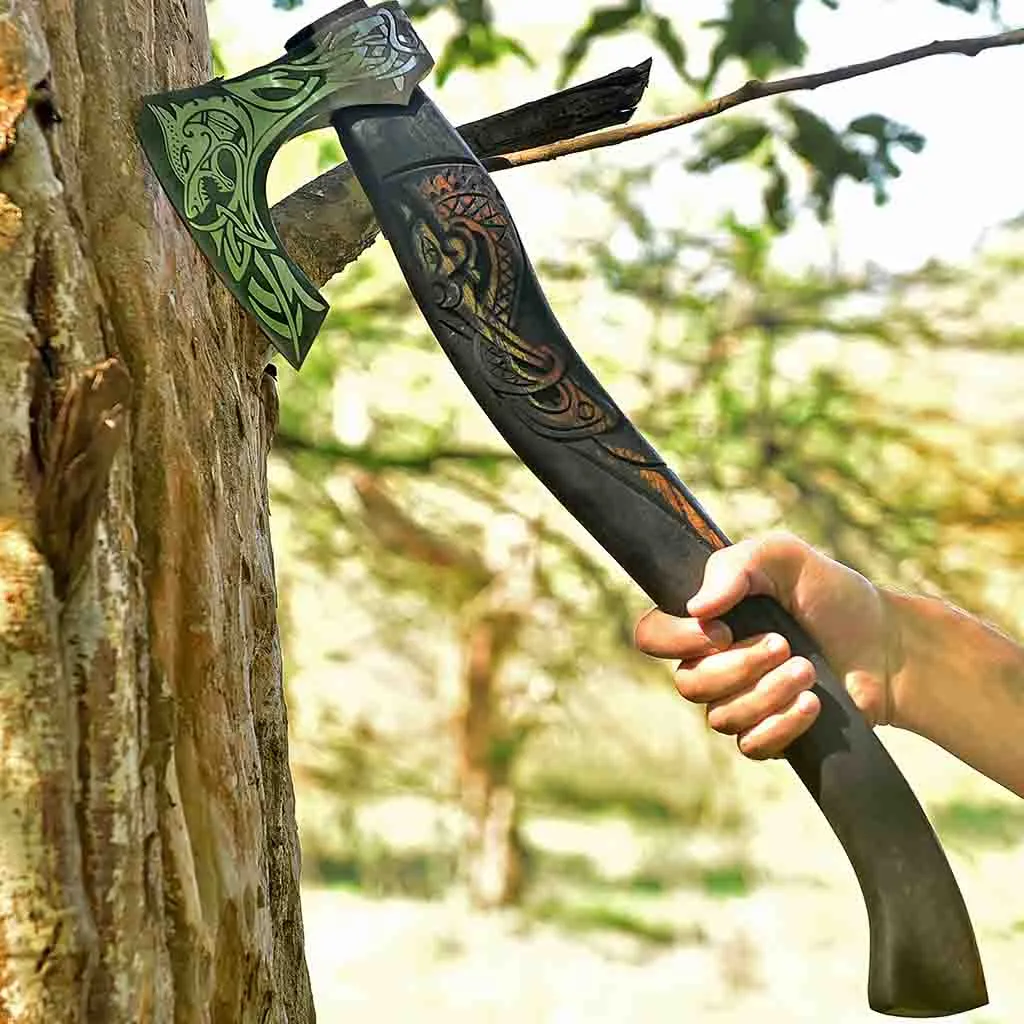 Bearded Viking Axe with Ashwood Handle Gunnar AXE106BLK