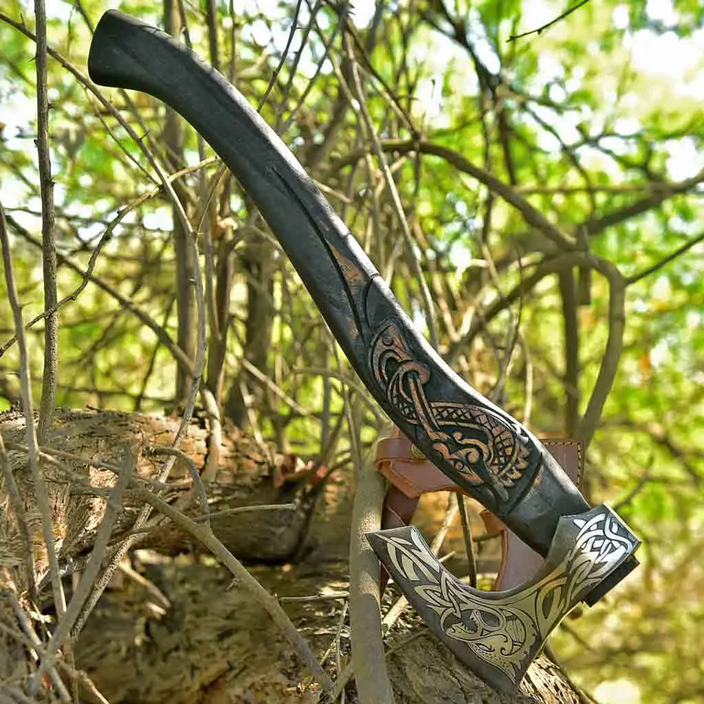 Bearded Viking Axe with Ashwood Handle Gunnar AXE106BLK