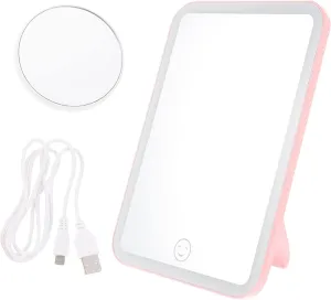 Beaupretty 1pc Desktop Led Makeup Mirror Foldable Back Hook Stand Dimming Elegant Cosmetic Tabletop Mirror for Bedroom and Cloakroom Use