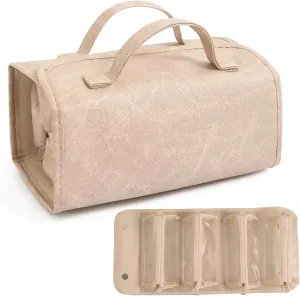 Beige Makeup Bag Travel Bag For Toiletries Makeup Pouches For Women Skin Care Bag Expandable Cosmetic Organizer
