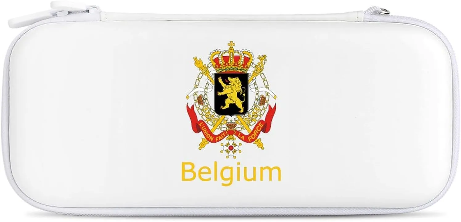 Belgium Belgian Logo Hard Shell Travel Case with Rope 15 Game Card Pockets Compatible with Switch Protective