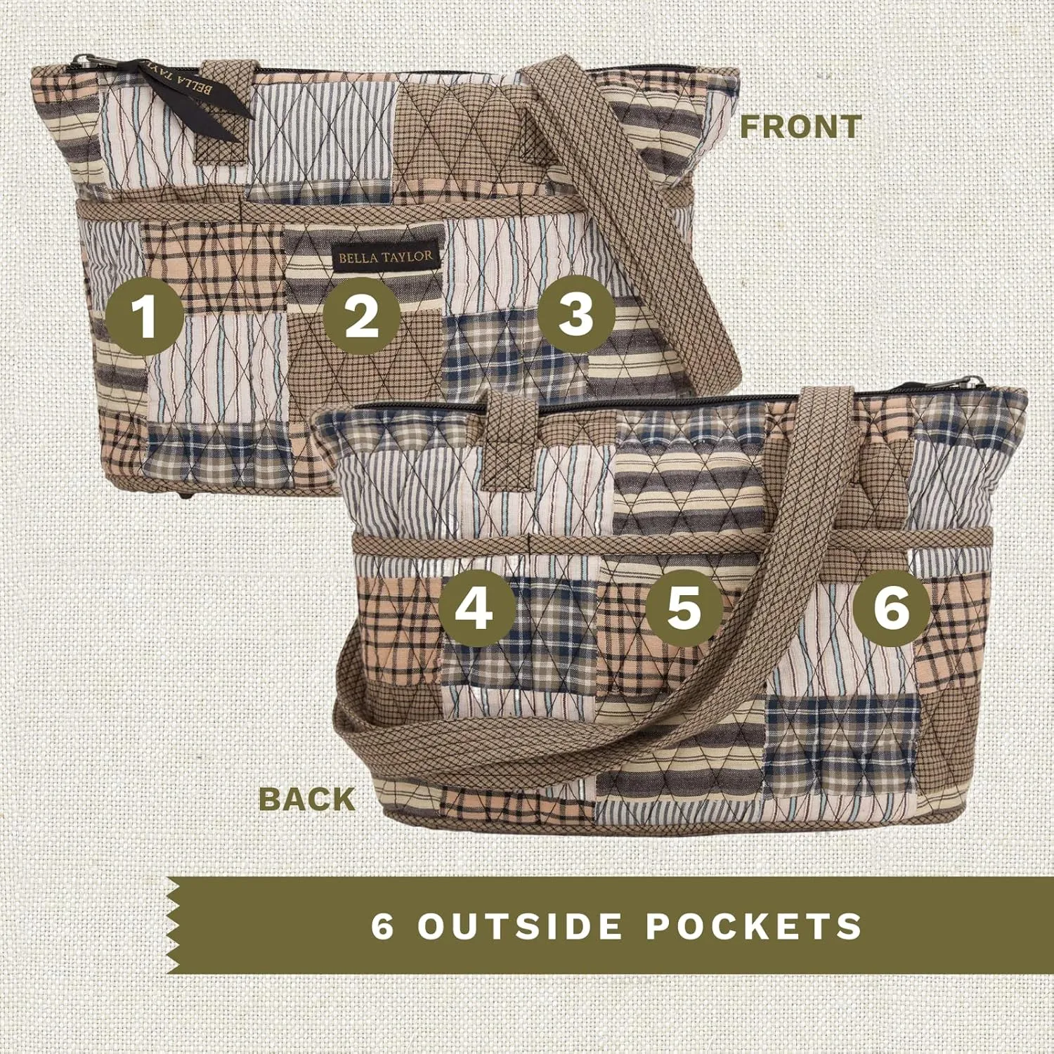 Bella Taylor Small Tote | Lightweight Quilted Fabric Purses for Women