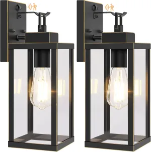 BesLowe 14” Upgraded Motion Sensor Outdoor Wall Lights, Dusk to Dawn Porch Lights Outdoor Wall Sconces, 3 Lighting Modes Exterior Lighting Fixtures with Hooks, Bronze Outside Lights for House, 2-Pack