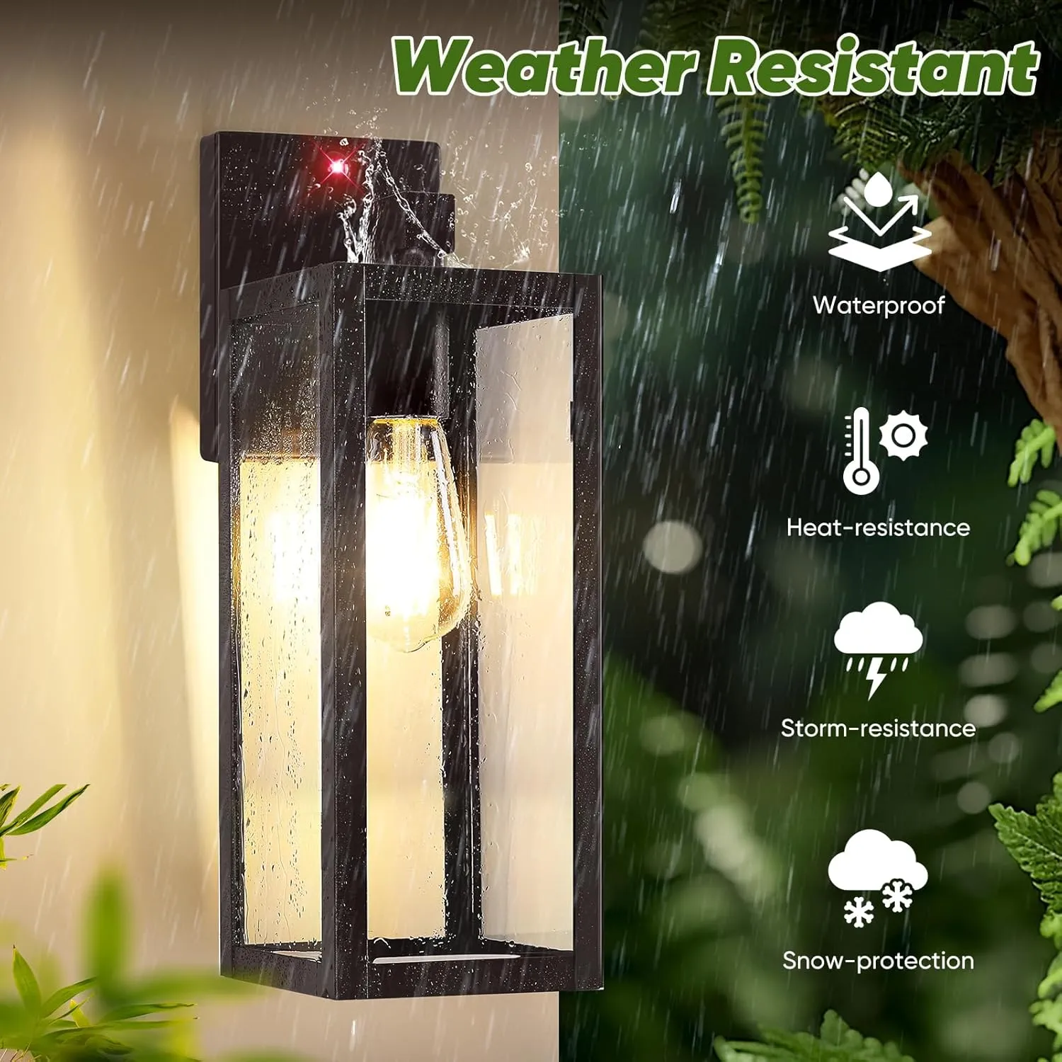 BesLowe Upgraded Motion Sensor Outdoor Wall Lights, 15” Dusk to Dawn Porch Lights Outdoor Wall Sconce Lanterns, 3 Lighting Modes Exterior Lighting Fixtures, Brown Outside Lights for House, 2-Pack