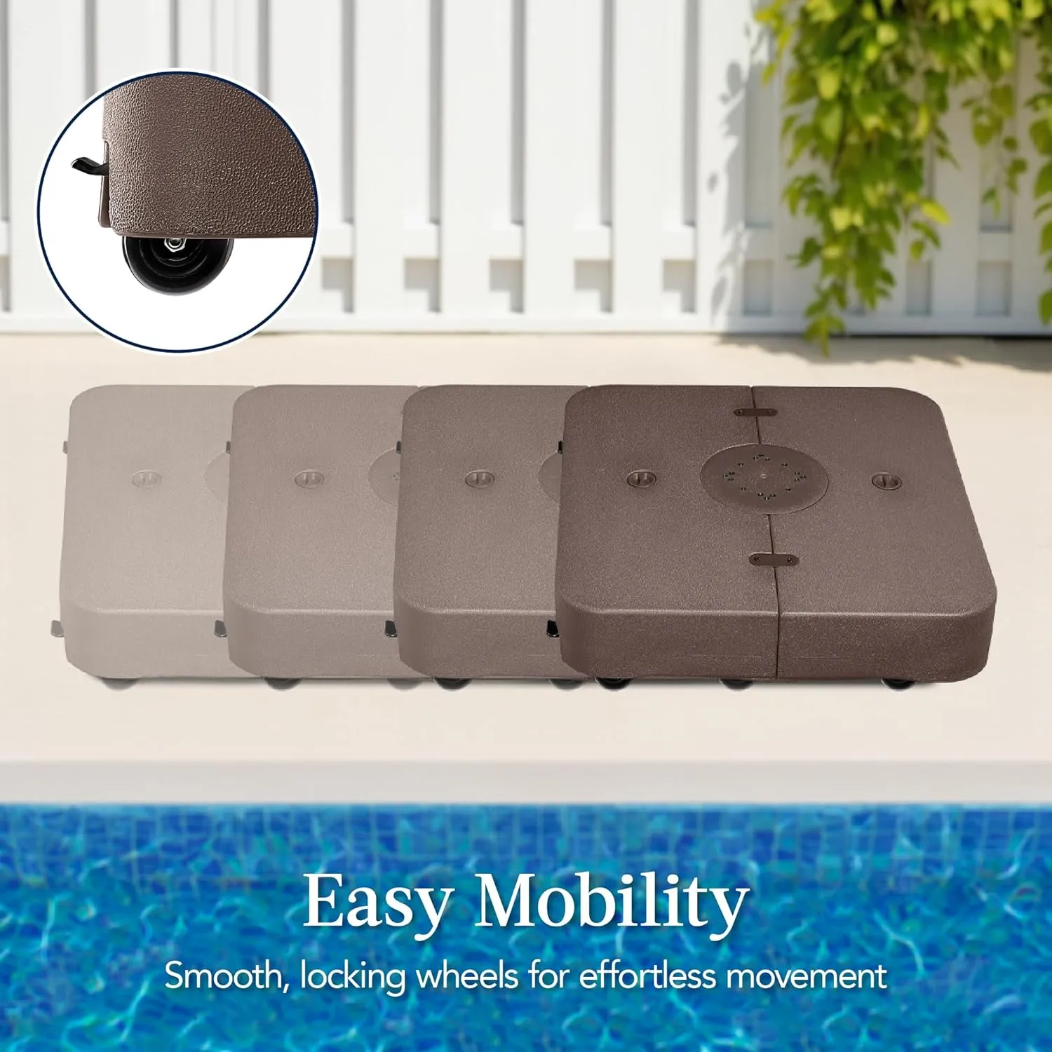 Best Choice Products 330lb Mobile Cantilever Offset Patio Umbrella Base, Universal Fit Heavy-Duty Outdoor Portable Stand w/Wheels Locks, Fillable Weights Set - Brown