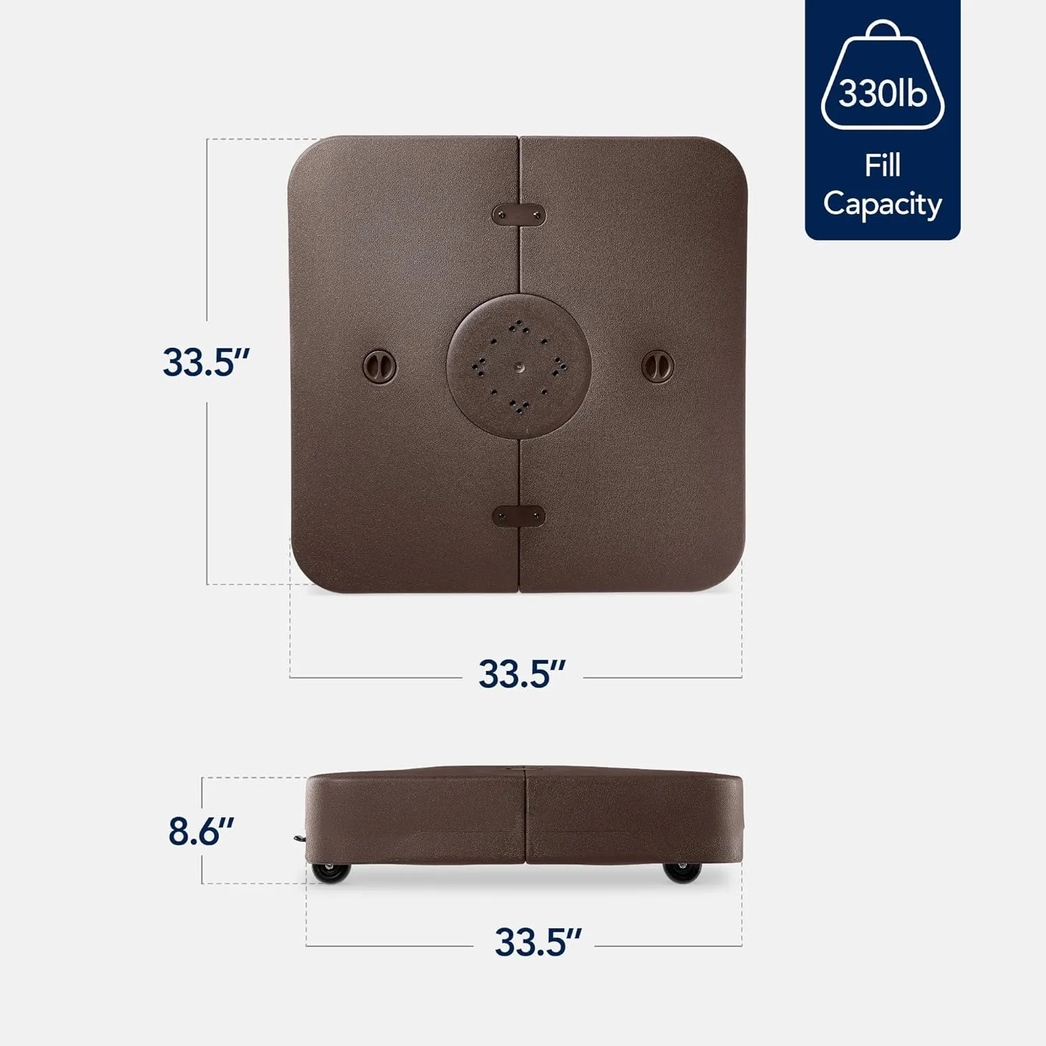 Best Choice Products 330lb Mobile Cantilever Offset Patio Umbrella Base, Universal Fit Heavy-Duty Outdoor Portable Stand w/Wheels Locks, Fillable Weights Set - Brown