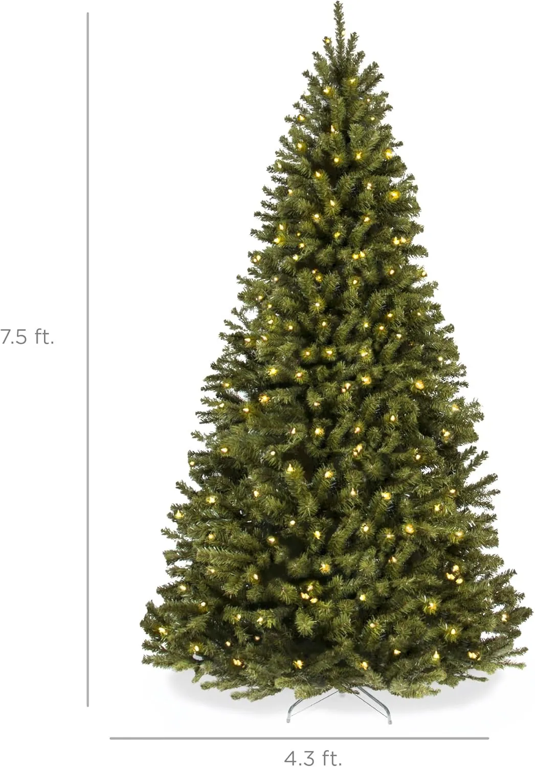 Best Choice Products 7.5ft Pre-Lit Spruce Artificial Holiday Christmas Tree for Home, Office, Party Decoration w/ 550 Incandescent Lights, 1346 Branch Tips, Easy Assembly, Metal Hinges & Foldable Base