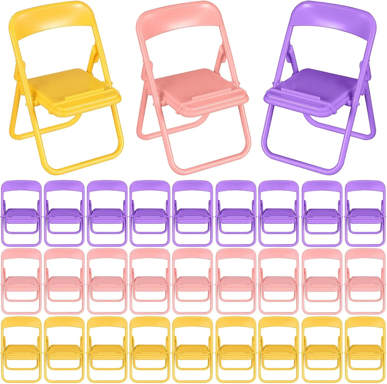 BESTOYARD 30 Pcs Mini Foldable Chairs Dollhouse Folding Chairs Phone Holder Mini Chair Stand Party Favors