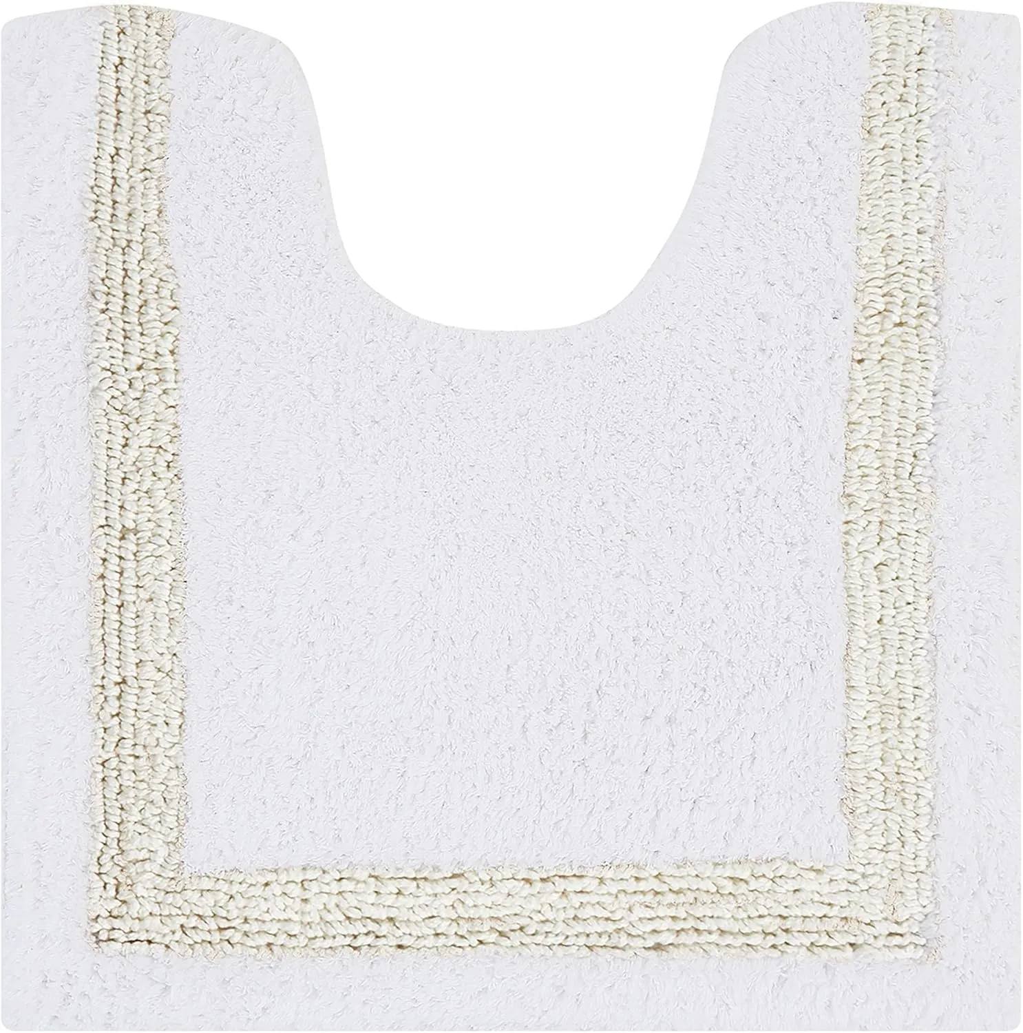 Better Trends 100% Cotton Hotel Collection Bath Mats, White & Ivory Contour Bath Mat - Tufted, Reversible & Absorbent & Machine Washable Bath Mats Toilet Base, 20" x 20"