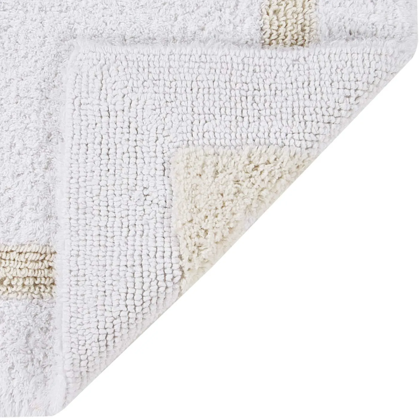 Better Trends 100% Cotton Hotel Collection Bath Mats, White & Ivory Contour Bath Mat - Tufted, Reversible & Absorbent & Machine Washable Bath Mats Toilet Base, 20" x 20"