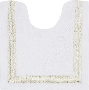 Better Trends 100% Cotton Hotel Collection Bath Mats, White & Ivory Contour Bath Mat - Tufted, Reversible & Absorbent & Machine Washable Bath Mats Toilet Base, 20" x 20"