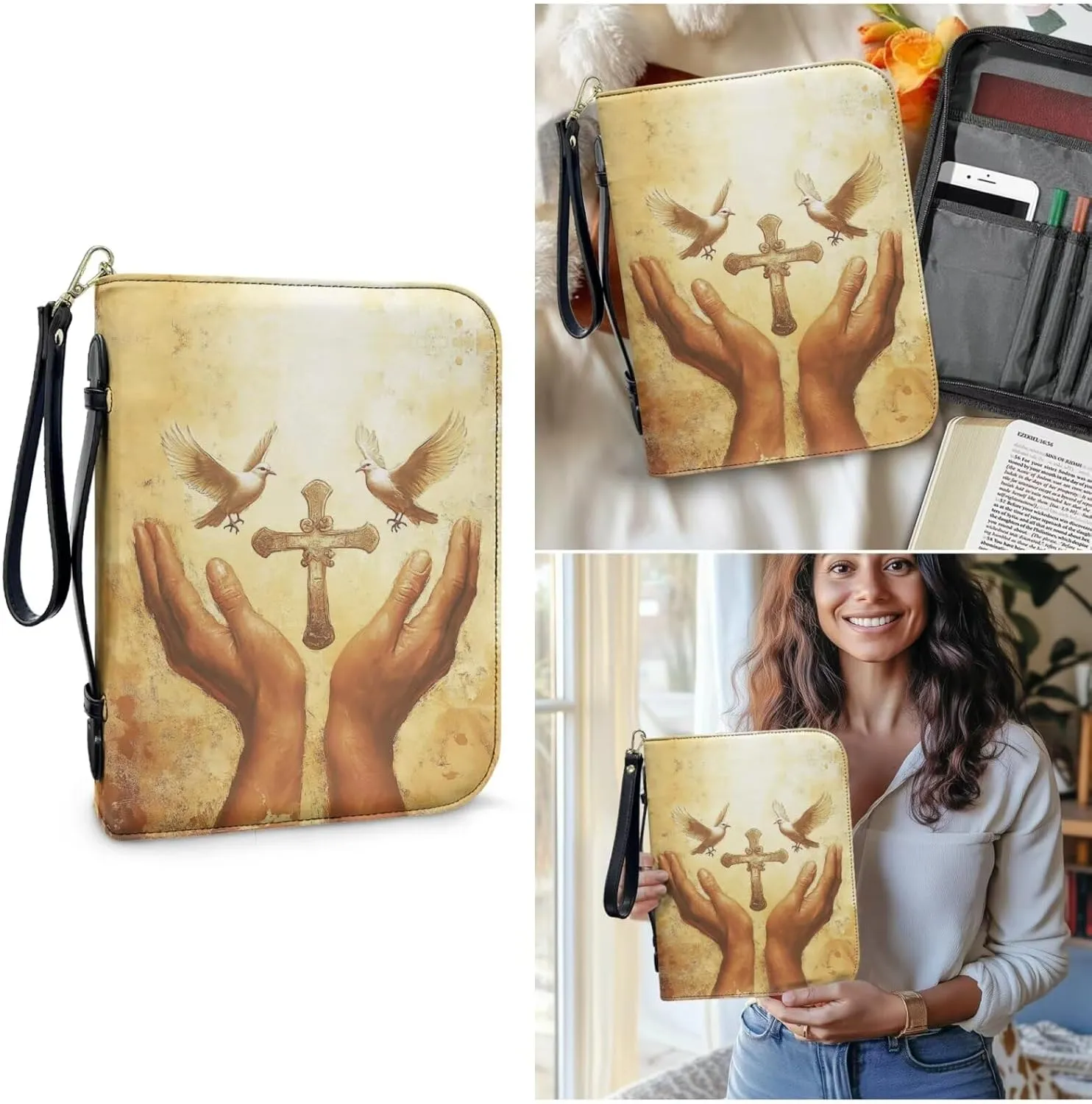 Bible Cover Case for Women Bible Bag With Bookmarks for Men Church Book Handbag for Girls Boys Study