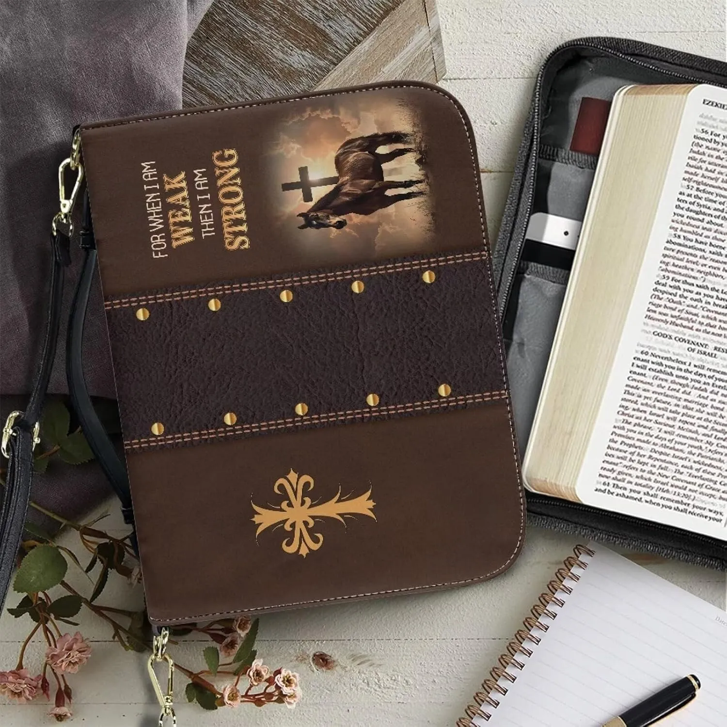 Bible Covers for Women Bible Holder Case Waterproof Bible Protector PU Leather Bible Organizer Bag