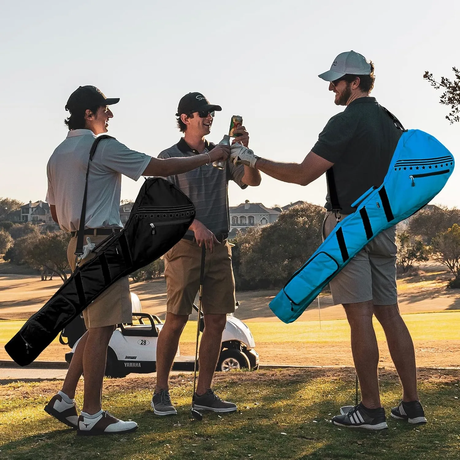 Big Teeth Golf Sunday Bag, Small Golf Bag Lightweight, Par 3 Golf Bag for A Few Clubs Driving Range, Practice with Carry Shoulder Strap Foldable Multi-Colour