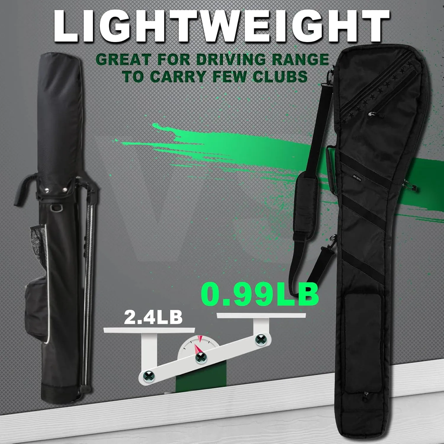 Big Teeth Golf Sunday Bag, Small Golf Bag Lightweight, Par 3 Golf Bag for A Few Clubs Driving Range, Practice with Carry Shoulder Strap Foldable Multi-Colour