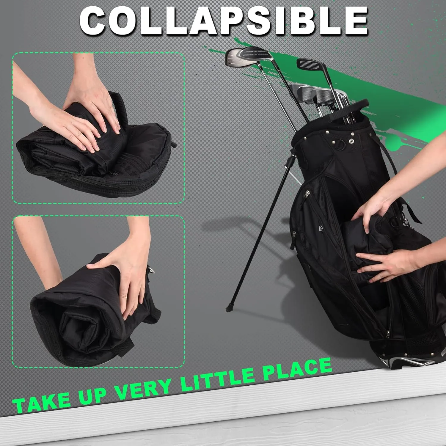 Big Teeth Golf Sunday Bag, Small Golf Bag Lightweight, Par 3 Golf Bag for A Few Clubs Driving Range, Practice with Carry Shoulder Strap Foldable Multi-Colour