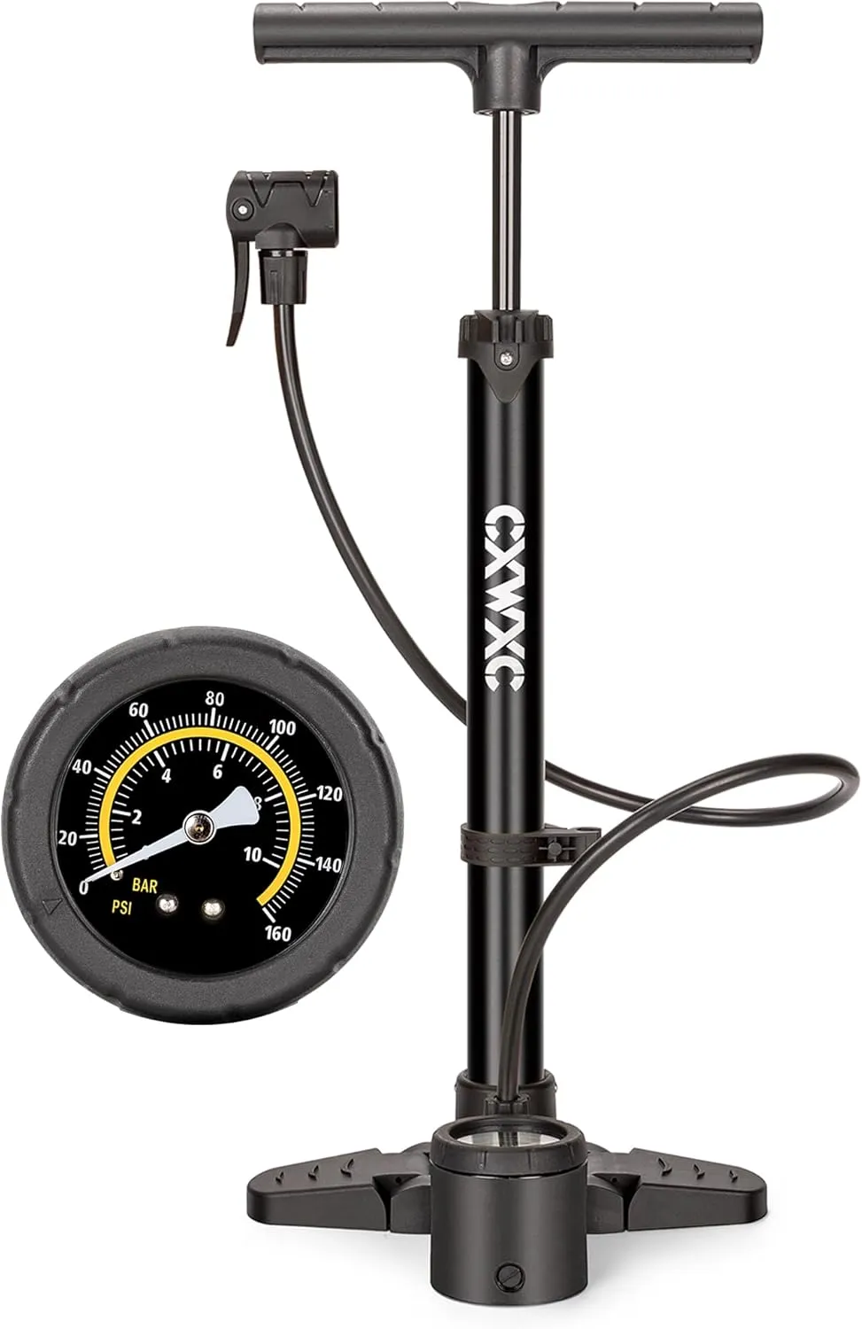 Bike Pump with Pressure Gauge- 160 PSI Bike Tire Pump fits Presta & Schrader Valve - Portable Air Pump for Bike Tires