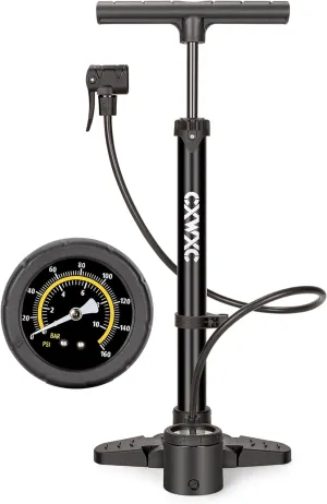 Bike Pump with Pressure Gauge- 160 PSI Bike Tire Pump fits Presta & Schrader Valve - Portable Air Pump for Bike Tires