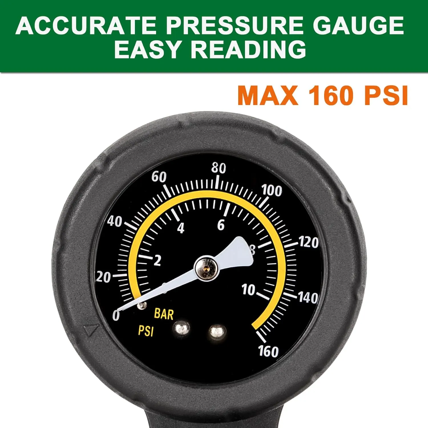 Bike Pump with Pressure Gauge- 160 PSI Bike Tire Pump fits Presta & Schrader Valve - Portable Air Pump for Bike Tires