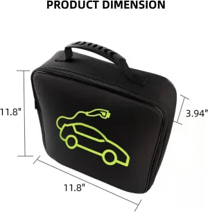 black 1pc jumper cable bag, car storage bag for charger,cable organizer, Includes EV charging cables for electric vehicles (Square)