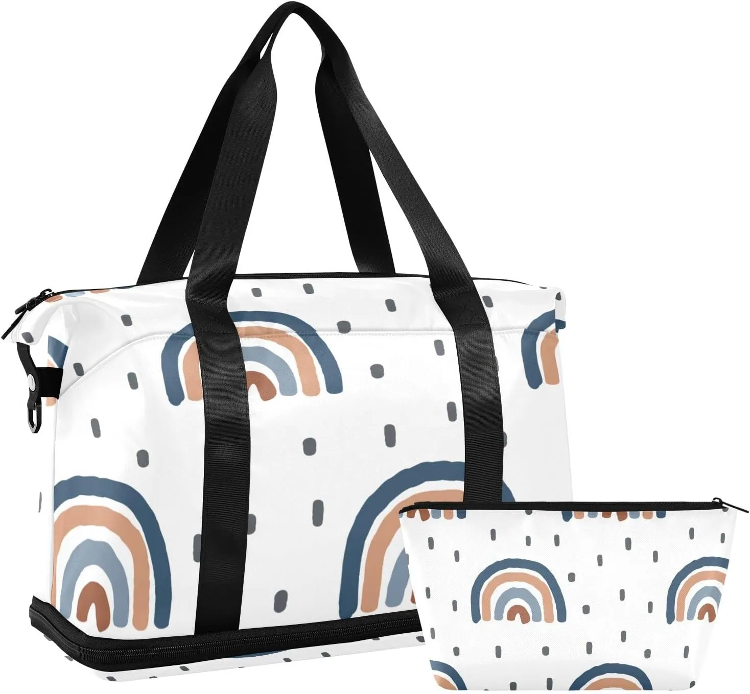 Blue Rainbow Versatile Sports Travel Bag - Lasting Twill Tote, Removable Wheel & Rod Bagging, Multi-pocket Design, Complimentary Makeup Bag