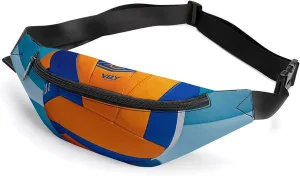 Blue Volleyball Belt Bag with Adjustable Strap, Lightweight Travel Crossbody Bags, Hands-Free Mini Fanny Packs in Running Gym