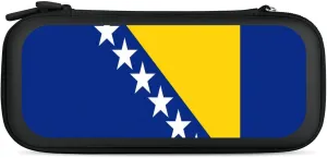 Bosnia and Herzegovina Flag Hard Shell Travel Case with Rope 15 Game Card Pockets Compatible with Switch Protective