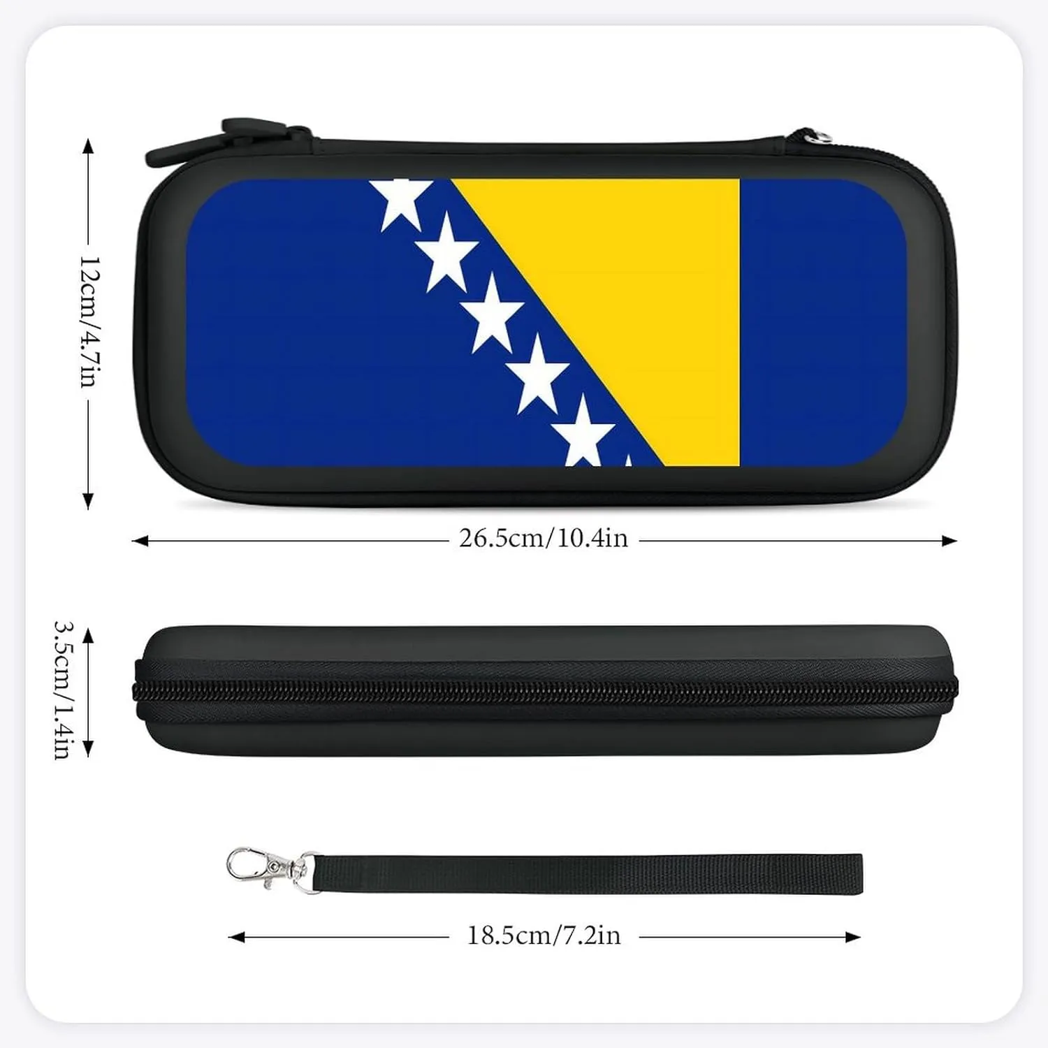 Bosnia and Herzegovina Flag Hard Shell Travel Case with Rope 15 Game Card Pockets Compatible with Switch Protective