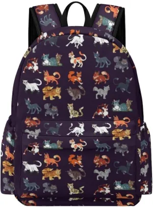 Botanybay Warriors Backpack Cats Backpack School Bookbags Lightweight Casual Travel Daypack Laptop Bag For Women Men Kids, Black