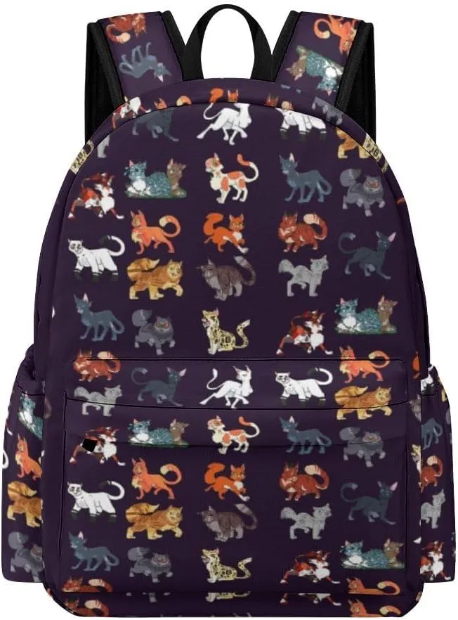 Botanybay Warriors Backpack Cats Backpack School Bookbags Lightweight Casual Travel Daypack Laptop Bag For Women Men Kids, Black