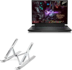 BoxWave Stand and Mount Compatible with Dell Alienware M18 - Compact QuickSwitch Laptop Stand, Portable Multi Angle Viewing Foldable Riser - Metallic Silver