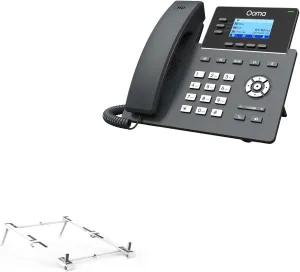 BoxWave Stand and Mount Compatible with Ooma 2603 IP Phone - Pocket Aluminum Stand 3-in-1, Portable Multi Angle Viewing Riser - Metallic Silver