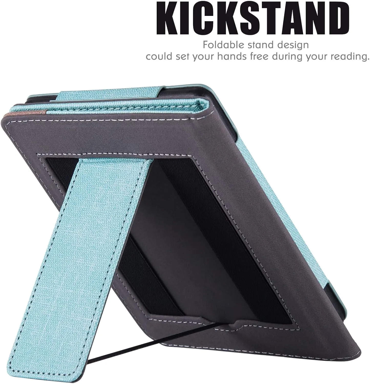 BOZHUORUI Stand Case for 6" Kobo Colour/Colour BW/Clara 2E e-Reader - Premium PU Leather Sleeve Cover with Two Hand Straps/Auto Sleep/Wake (Sage Green)