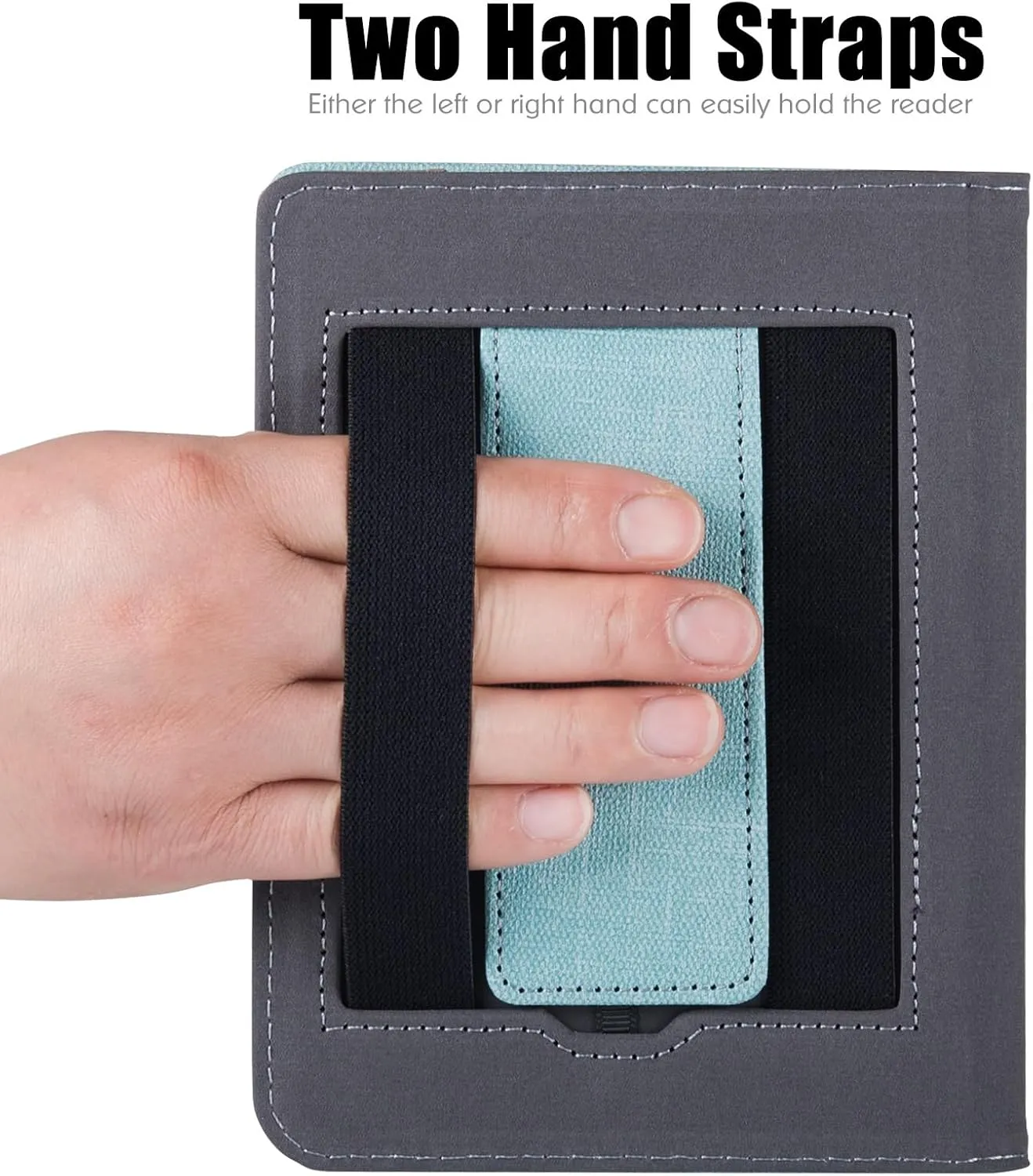 BOZHUORUI Stand Case for 6" Kobo Colour/Colour BW/Clara 2E e-Reader - Premium PU Leather Sleeve Cover with Two Hand Straps/Auto Sleep/Wake (Sage Green)