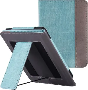 BOZHUORUI Stand Case for 6" Kobo Colour/Colour BW/Clara 2E e-Reader - Premium PU Leather Sleeve Cover with Two Hand Straps/Auto Sleep/Wake (Sage Green)