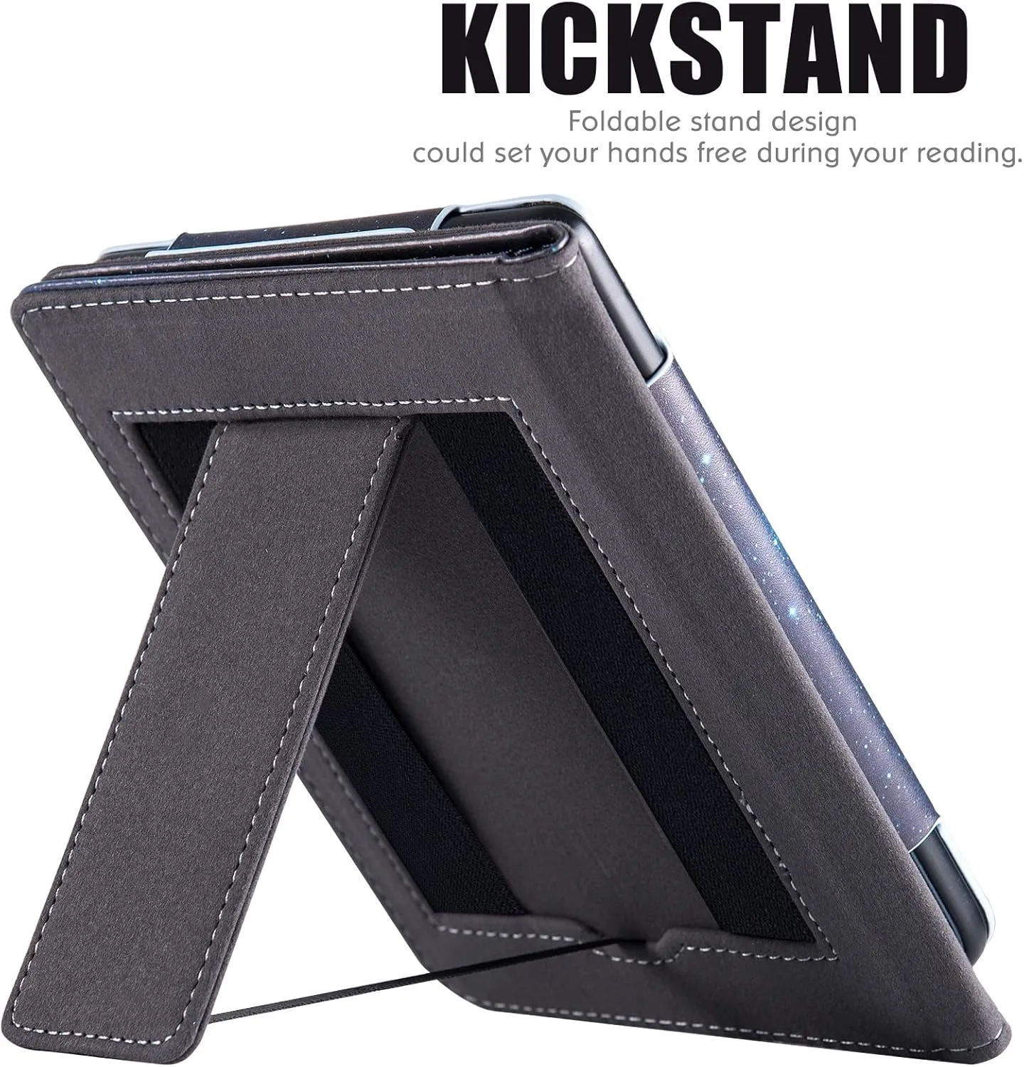 BOZHUORUI Stand Case for 6" Kobo Colour/Colour BW/Clara 2E e-Reader - Premium PU Leather Sleeve Cover with Two Hand Straps/Auto Sleep/Wake (Vast Starry Sky)