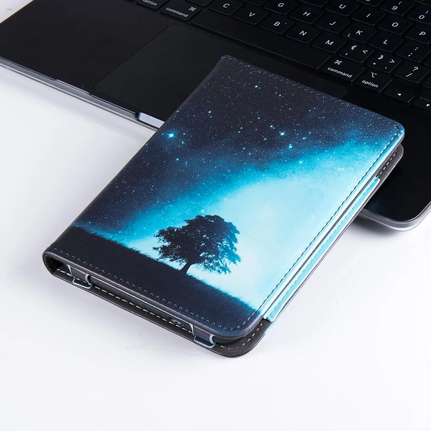 BOZHUORUI Stand Case for 6" Kobo Colour/Colour BW/Clara 2E e-Reader - Premium PU Leather Sleeve Cover with Two Hand Straps/Auto Sleep/Wake (Vast Starry Sky)