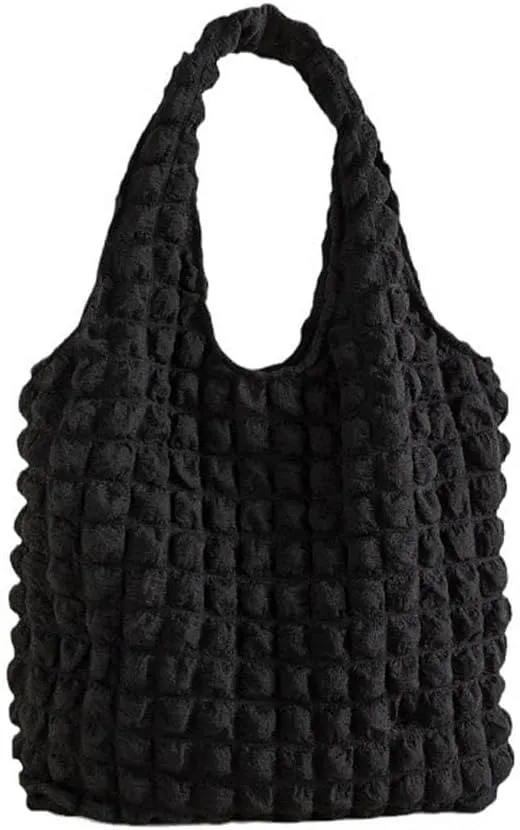 Bubble Hobo Shoulder Bag for Women - Lightweight Quilted Tote with Large Capacity - Casual Work Bag