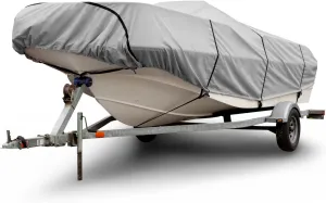 Budge 600 Denier Boat Cover fits Center Console V-Hull Boats B-631-X8 (24' to 26' Long, Gray)