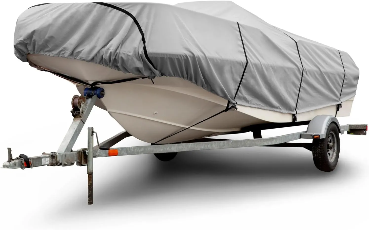 Budge 600 Denier Boat Cover fits Center Console V-Hull Boats B-631-X8 (24' to 26' Long, Gray)