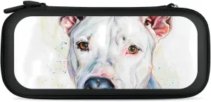 Bull Terrier Dog Watercolor Hard Shell Travel Case with Rope 15 Game Card Pockets Compatible with Switch Protective