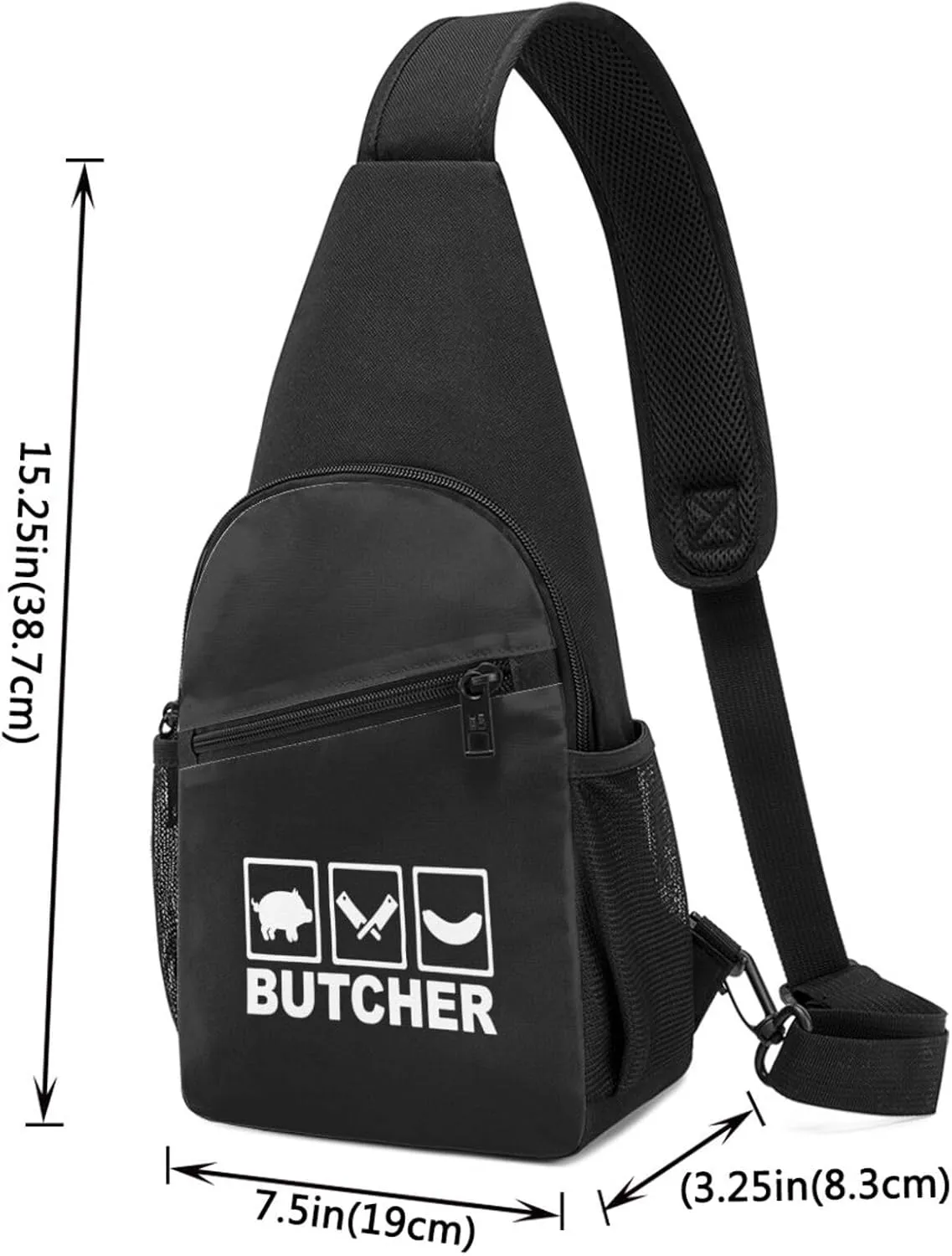 Butcher Cut Meat Unisex Chest Bag Lightweight Crossbody Shoulder Bag Travel Pocket