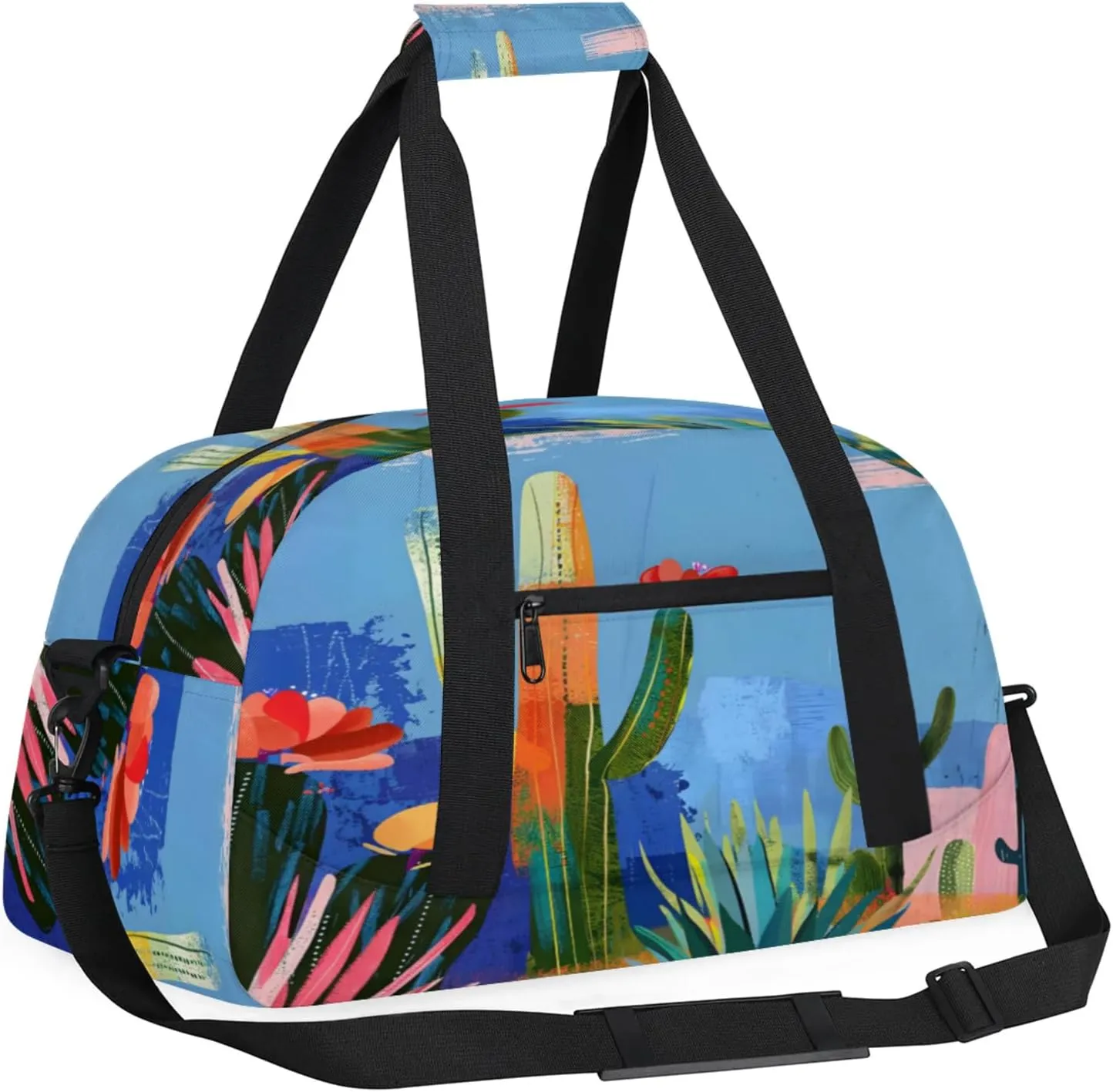 Cactus Flowers Gym Bag for Women Men, Sports Travel Duffel Bag Lightweight Workout Bag Carry On Overnight Weekender Bag