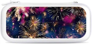 Camouflage Fireworks Hard Shell Travel Case with Rope 15 Game Card Pockets Compatible with Switch Protective