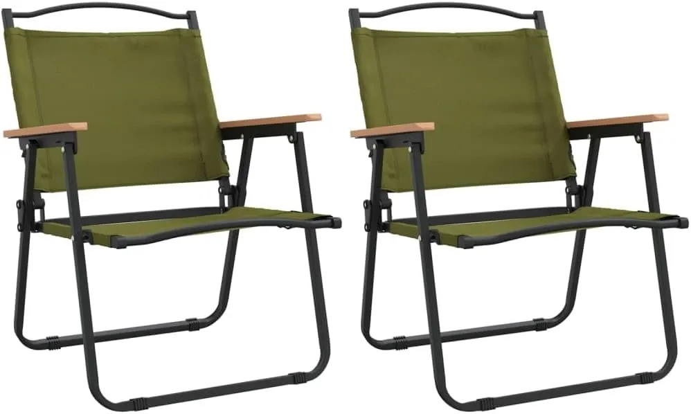 Camping Chairs 2 Pack Green 21.3x21.7x30.7” Lightweight Foldable Oxford Fabric & Steel Frame for Outdoor Patio Beach Picnic